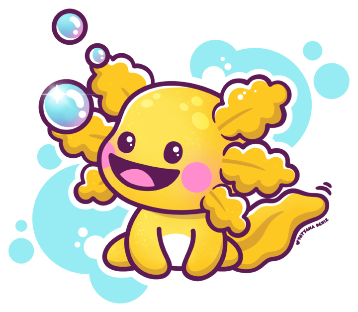 Yellow axolotl mascot