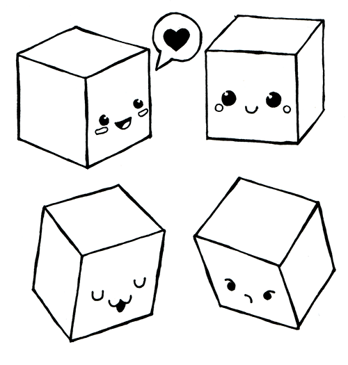 Kawaii cubes 3D by hand