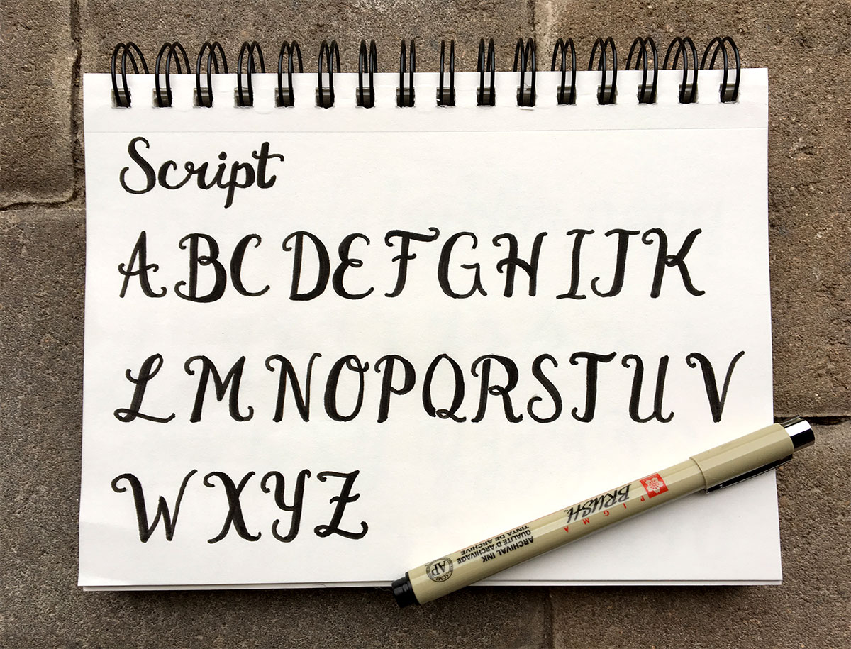 Hand lettering of a script font