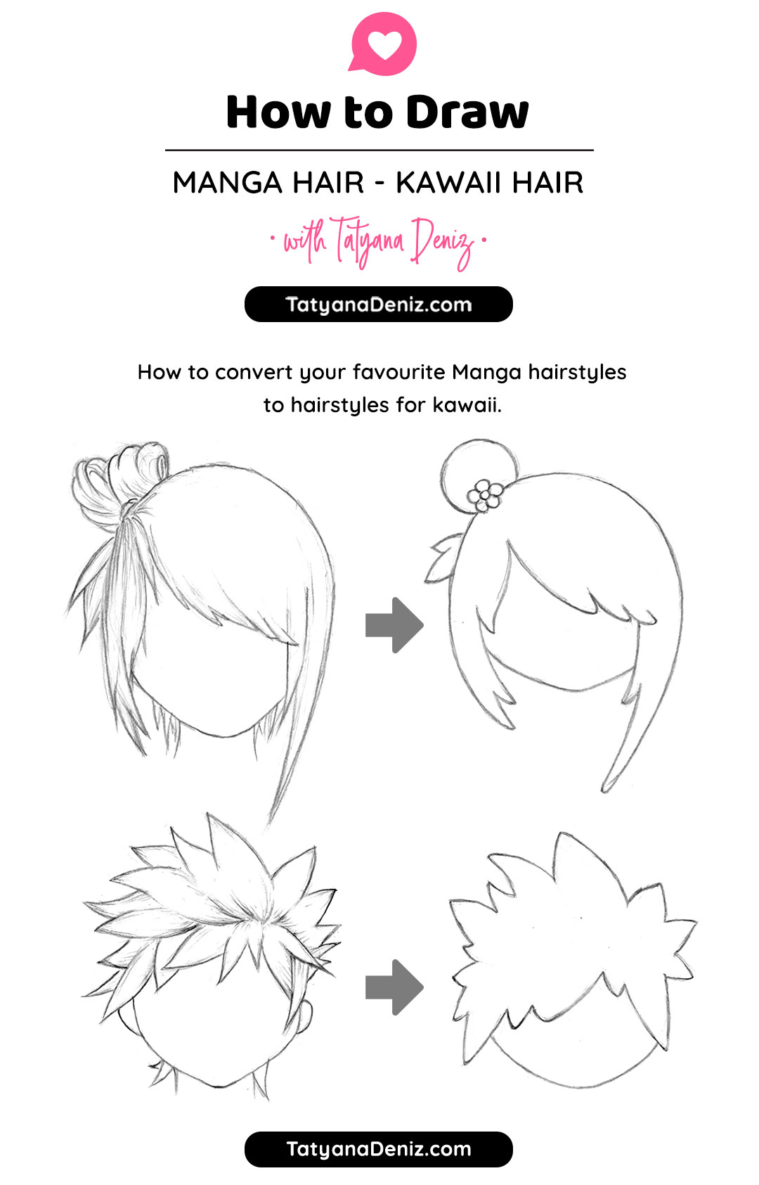 How to draw kawaii hair and turn manga hair into kawaii hair