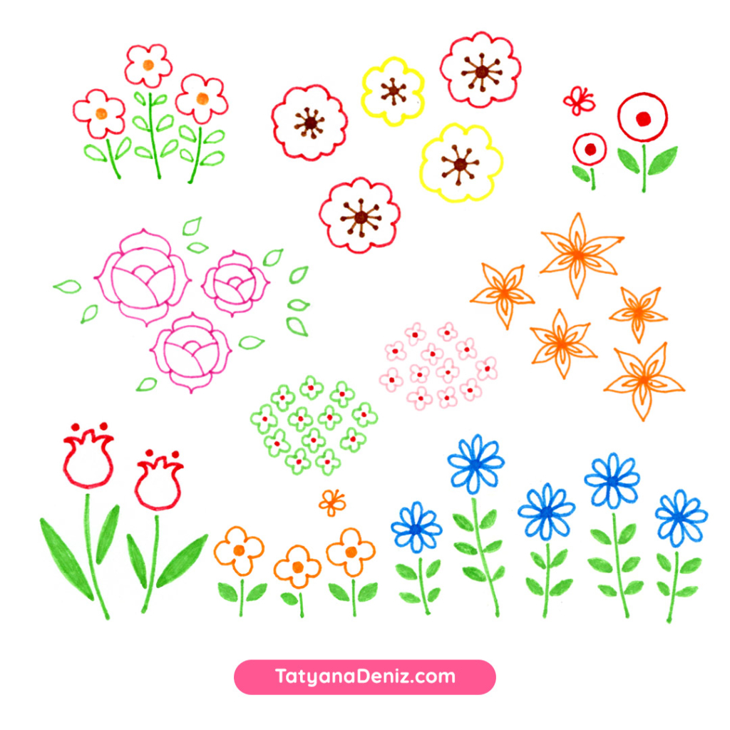 How to draw doodle flowers