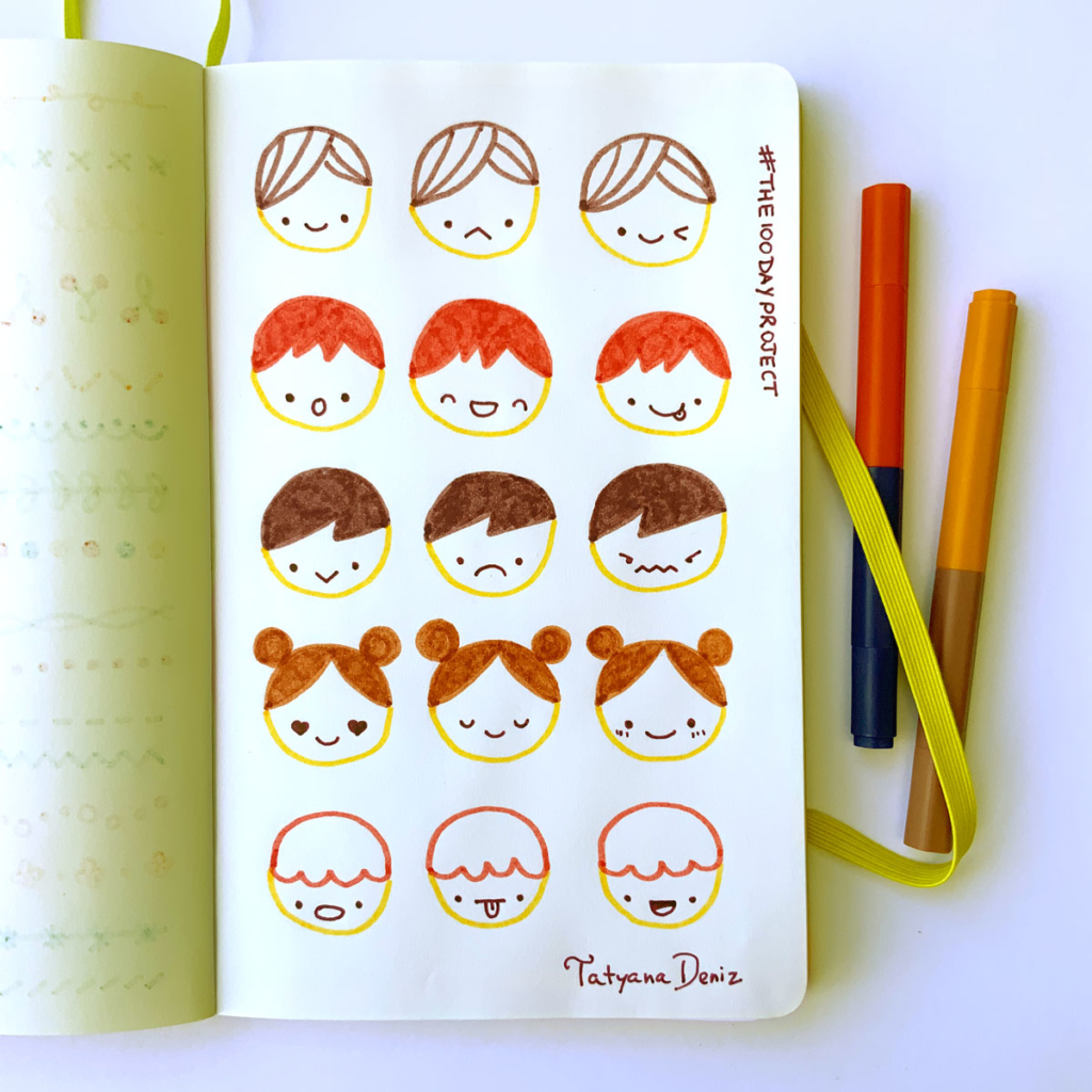 The 100 Day Project 2019 Kawaii Doodles by Tatyana Deniz