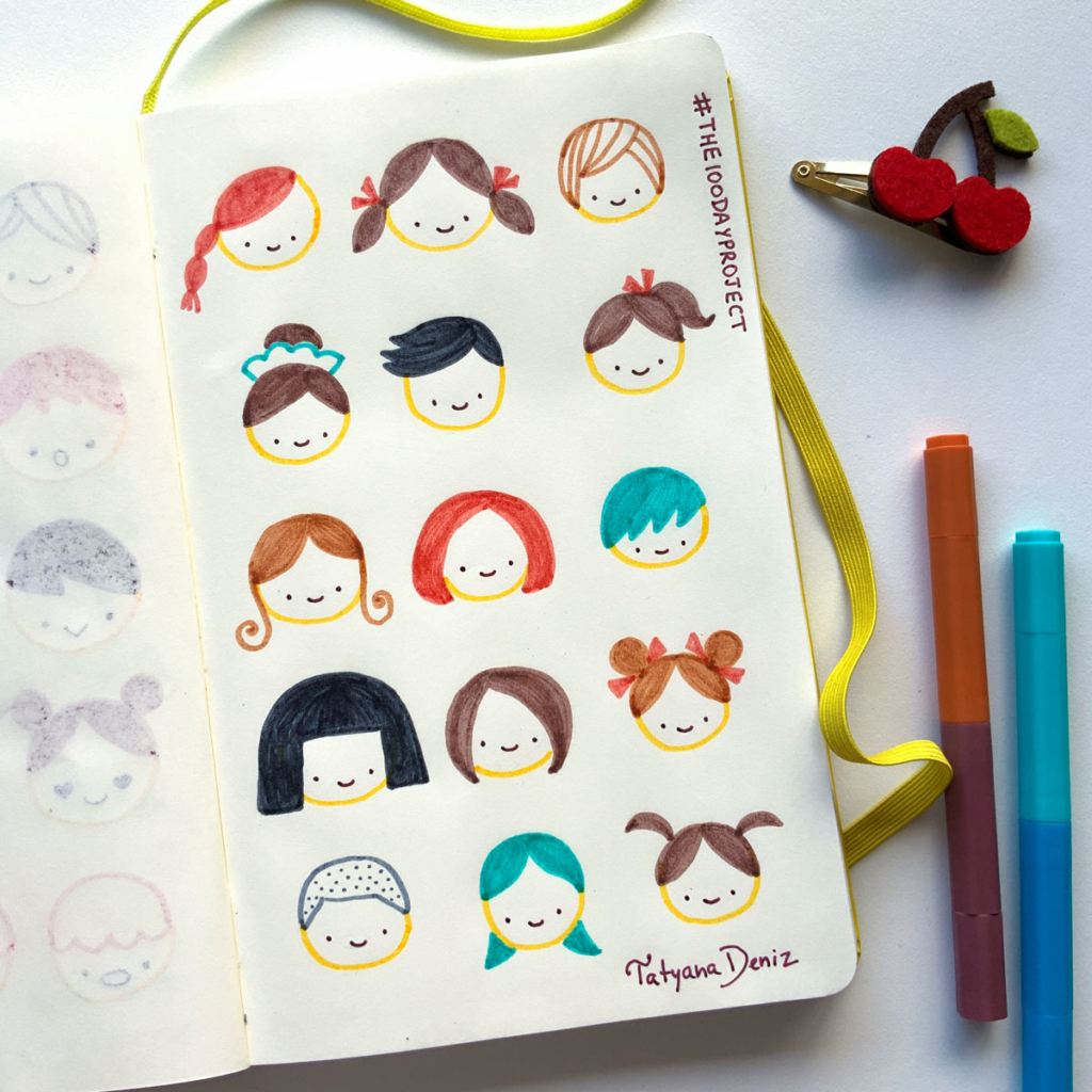The 100 Day Project 2019 Kawaii Doodles by Tatyana Deniz