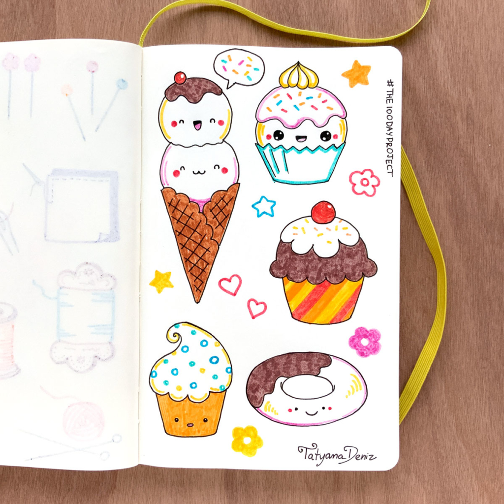 The 100 Day Project 2019 Kawaii Doodles by Tatyana Deniz