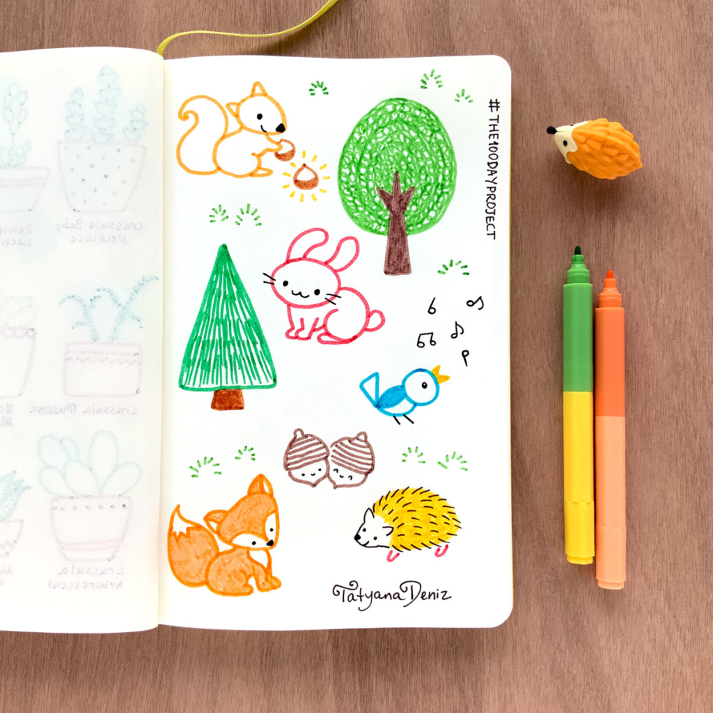 The 100 Day Project 2019 Kawaii Doodles by Tatyana Deniz