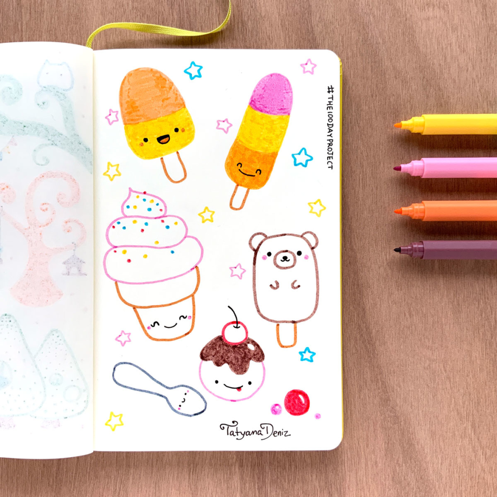 The 100 Day Project 2019 Kawaii Doodles by Tatyana Deniz