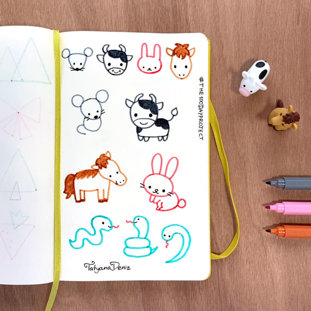 The 100 Day Project 2019 Kawaii Doodles by Tatyana Deniz