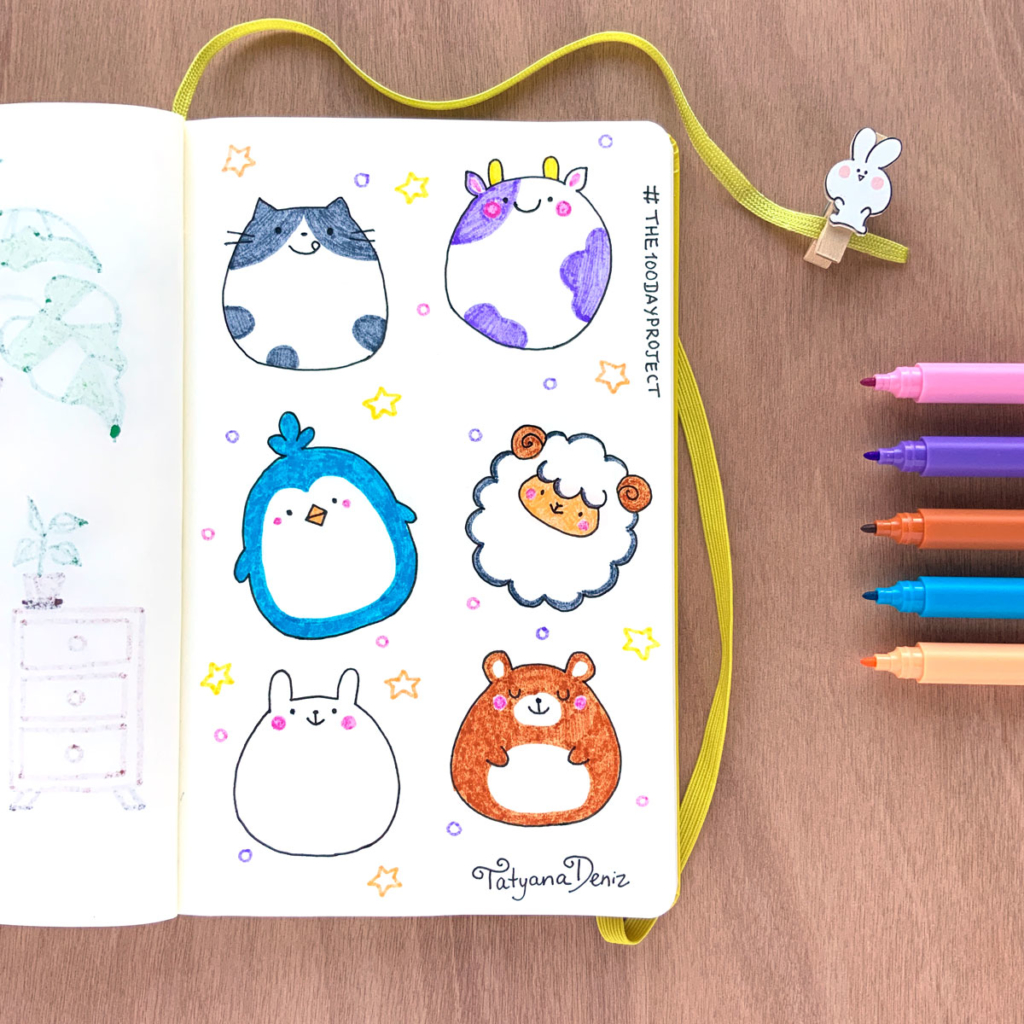 The 100 Day Project 2019 Kawaii Doodles by Tatyana Deniz