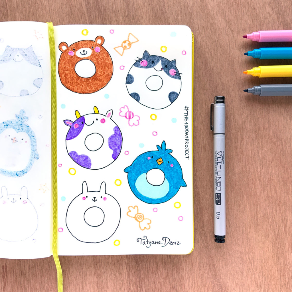 The 100 Day Project 2019 Kawaii Doodles by Tatyana Deniz