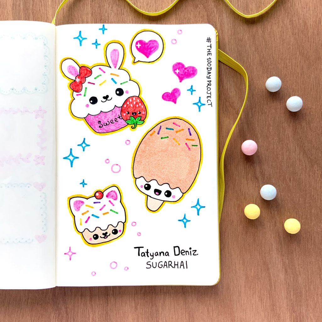 The 100 Day Project 2019 Kawaii Doodles by Tatyana Deniz