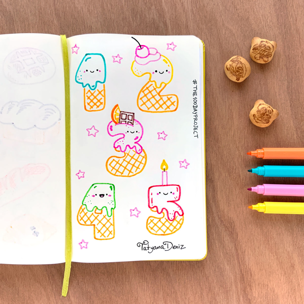 The 100 Day Project 2019 Kawaii Doodles by Tatyana Deniz