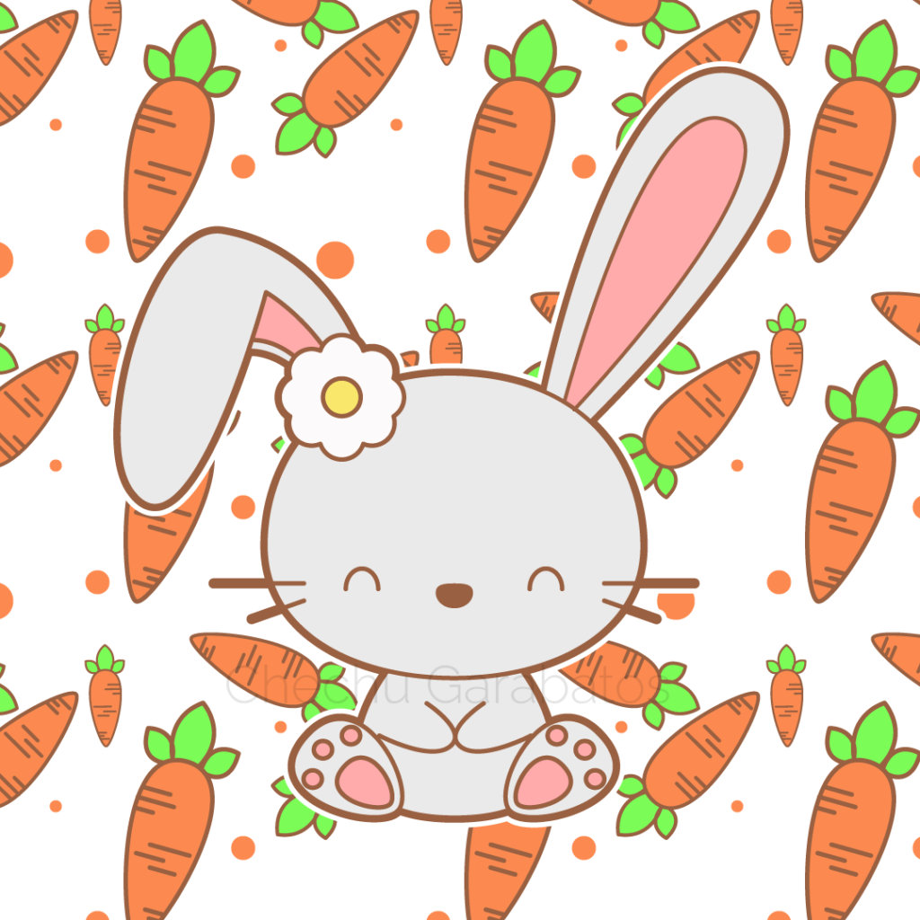 Cute Carrot background Bunny Drawing