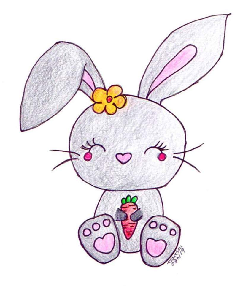 Lovely Bunny Drawing with Carrot