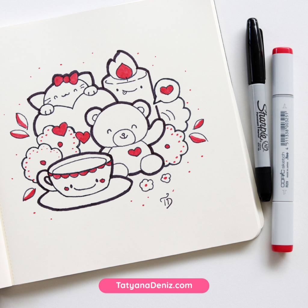 Valentines Kawaii Doodles