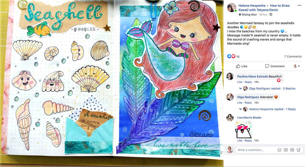 Mermaid drawing and collage