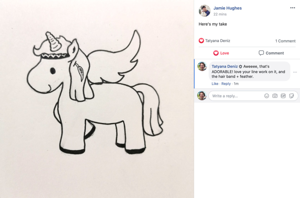 Kawaii unicorn line art - student gallery