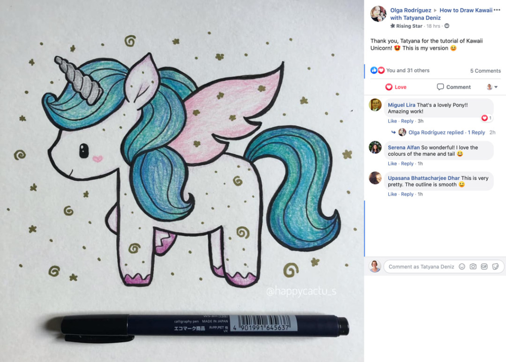 Student gallery kawaii unicorn by Olga Rodriguez