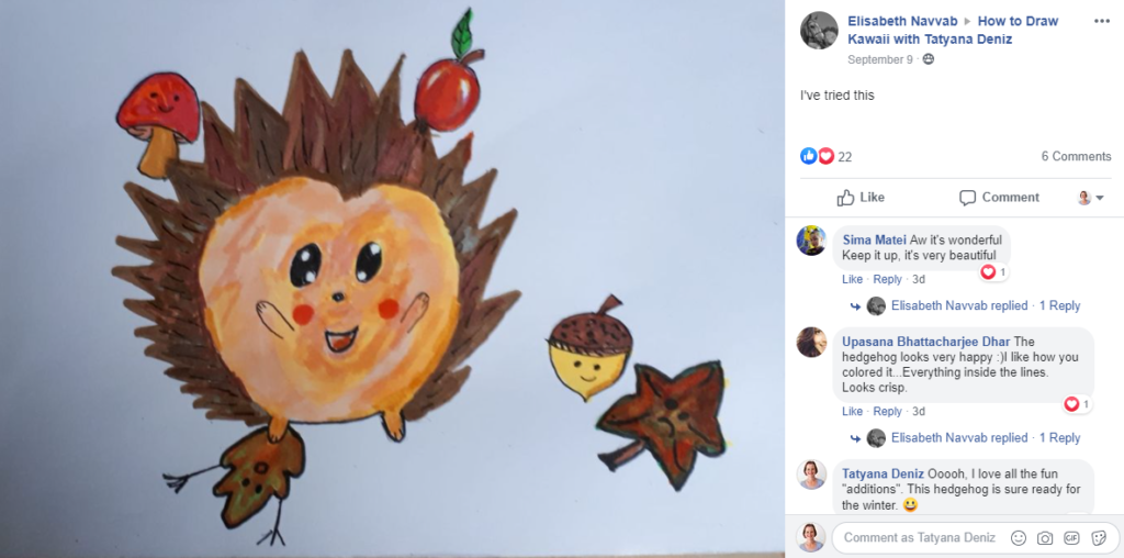 Student art kawaii hedgehog