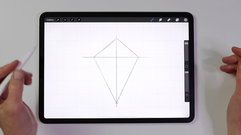 Step 2 - draw the rhombus shape for our kawaii sushi
