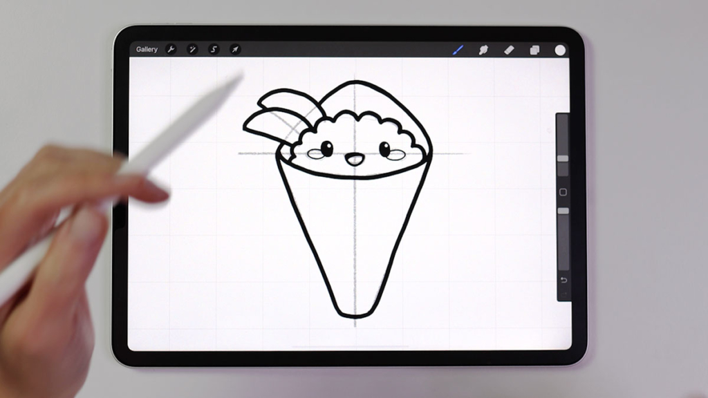 Step 7 - final kawaii sushi temaki outline