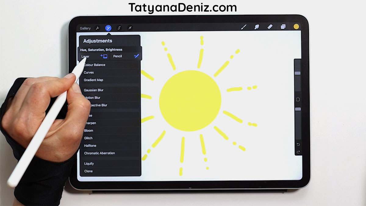 How to use color adjustment layer in Procreate