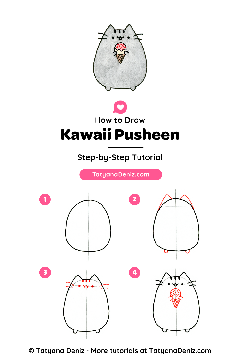 How to Draw Kawaii Pusheen by Tatyana Deniz